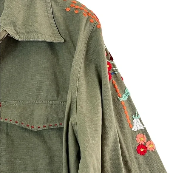 Floriana | Green cotton zip front jacket embroidered details women’s siz… - Picture 3 of 11